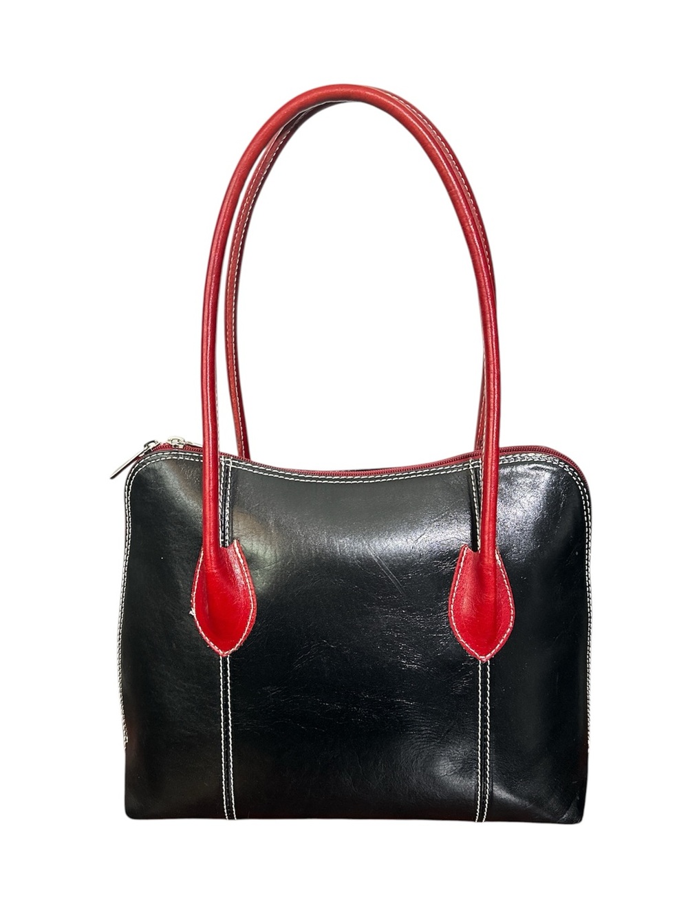 Italian Genuine Leather Black Medium Size Casual Shoulder Bag - Picture 2 of 4